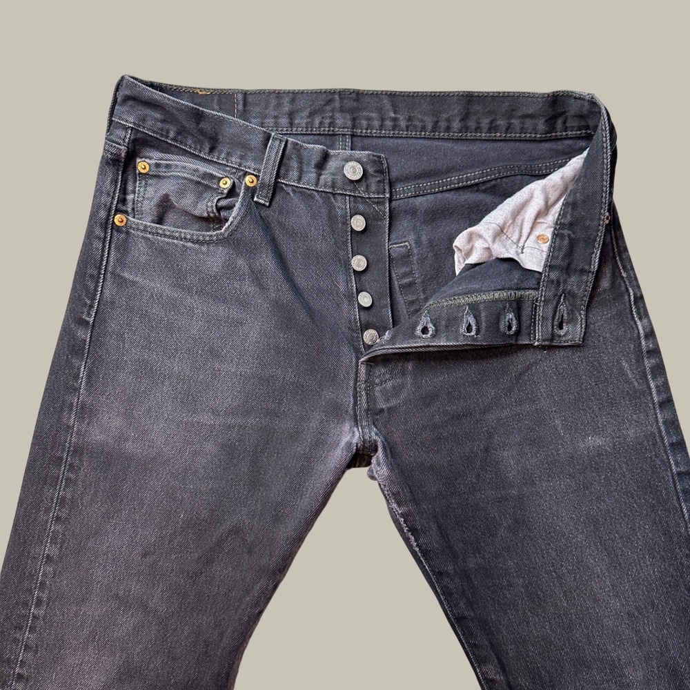 Levi's 501 Jeans Mens 32x30 (32x28) Original Straight Leg Faded Black Button Fly